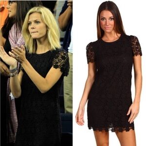 Juicy Couture Cotton Silk Floral Guipure Lace Mini Dress Black Short Sleeve 4